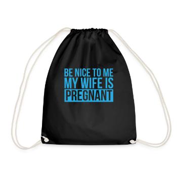 Pregnancy Papa Wife Mama Child Baby Gift - Drawstring Bag - black - Front