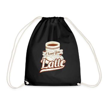 I love you latte t shirt, Ich liebe dich Kaffee - Turnbeutel - Schwarz - Vorne