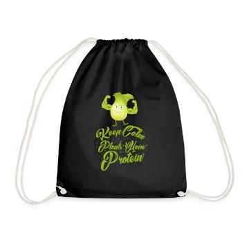 Keep Calm - Plants have Protein - Vegan Shirt - Turnbeutel - Schwarz - Vorne