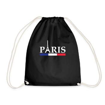Paris Eiffel Tower und Frankreich Flagge Französisch stolz - Turnbeutel - Schwarz - Vorne