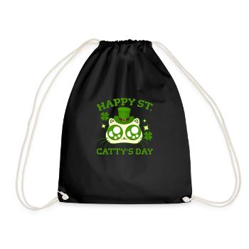 Heureux jour de St Catty St Patricks drôle de trèfle de chat - Sac de sport léger - noir - Devant