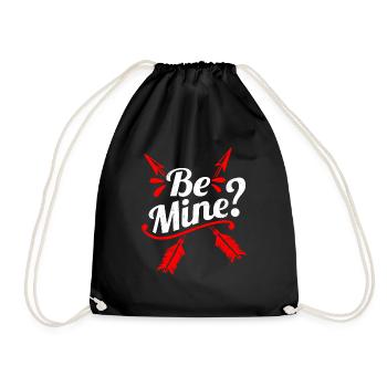 Shop Will You Be Mine Valentines Gift Design - Turnbeutel - Schwarz - Vorne