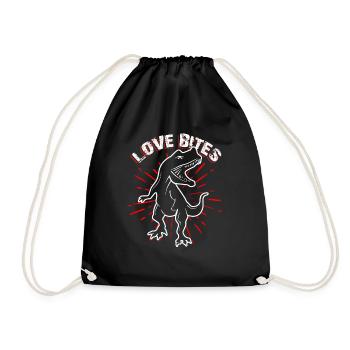Shop Love Bites Cute Dinosaur Design - Drawstring Bag - black - Front