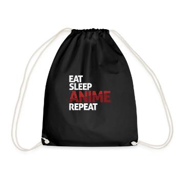 Eat Sleep Anime Repeat Japanese Animation - Drawstring Bag - black - Front