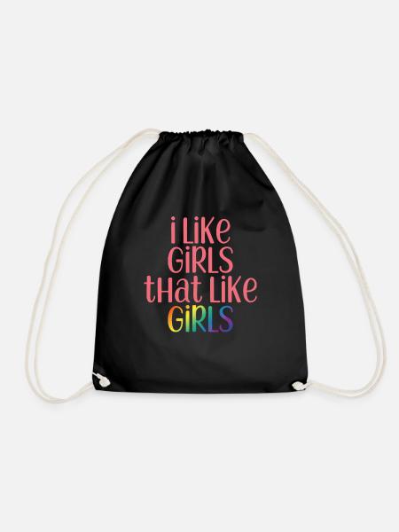 Gay - Girls - Gay - Gay Pride - Gift - Drawstring Bag - black
