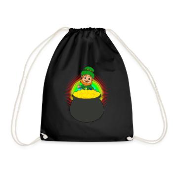 Leprechaun Pot Of Gold St Patricks Day Lucky - Drawstring Bag - black - Front