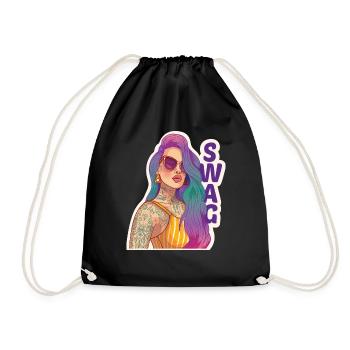 Swag girl with piercing and tattoo. - Drawstring Bag - black - Front