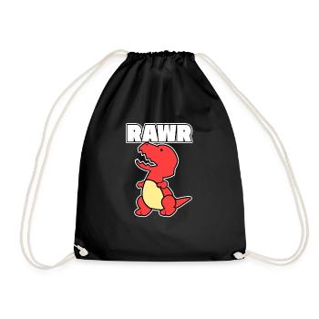 Dinosaur Dino Rawr gift vintage animal red - Drawstring Bag - black - Front