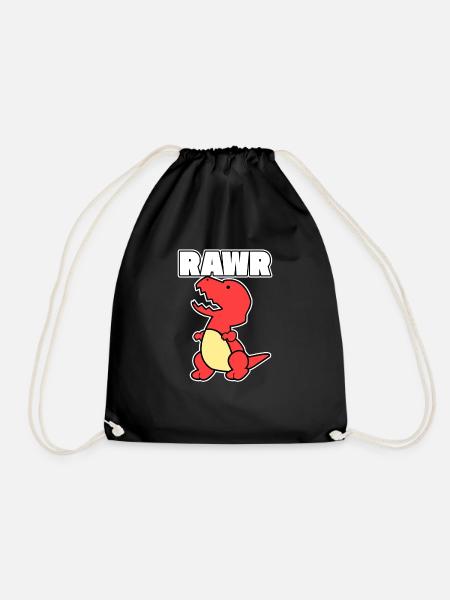 Dinosaur Dino Rawr gift vintage animal red - Drawstring Bag - black