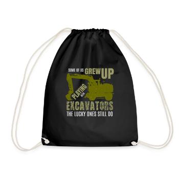 excavator - Drawstring Bag - black - Front