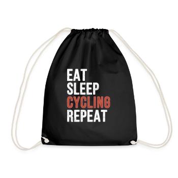 Eat sleep Cycling Repeat - Funny Gift - Turnbeutel - Schwarz - Vorne