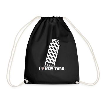 Ich liebe New York Tower von Pisa Pun Prankster Witz - Turnbeutel - Schwarz - Vorne