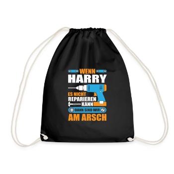 HARRY Name Geschenk Reparatur reparieren - Turnbeutel - Schwarz - Vorne