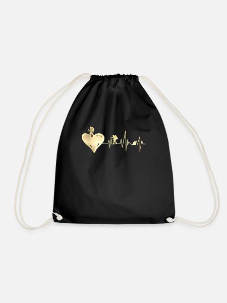 Berge Wandern Hiking Heartbeat Wanderer Geschenk - Turnbeutel - Schwarz
