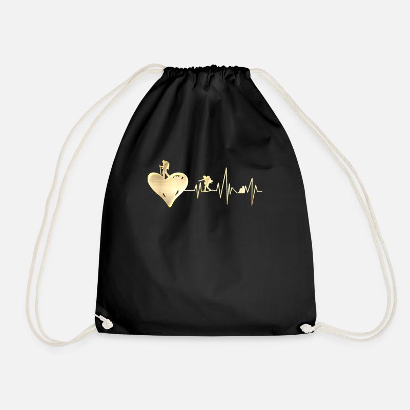 Berge Wandern Hiking Heartbeat Wanderer Geschenk - Turnbeutel - Schwarz