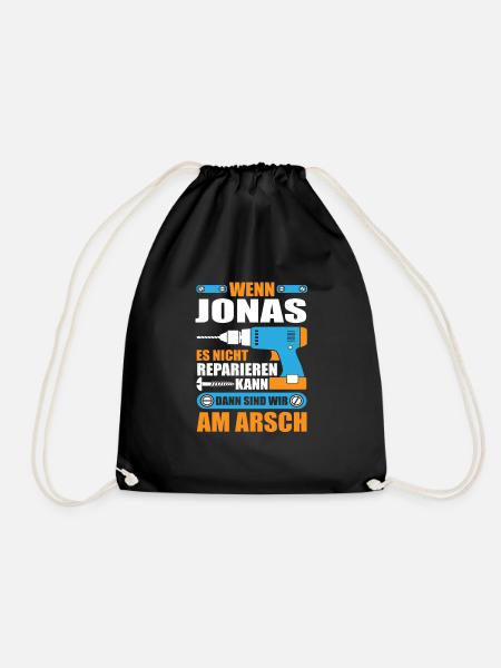 JONAS Name Geschenk Reparatur reparieren - Turnbeutel - Schwarz
