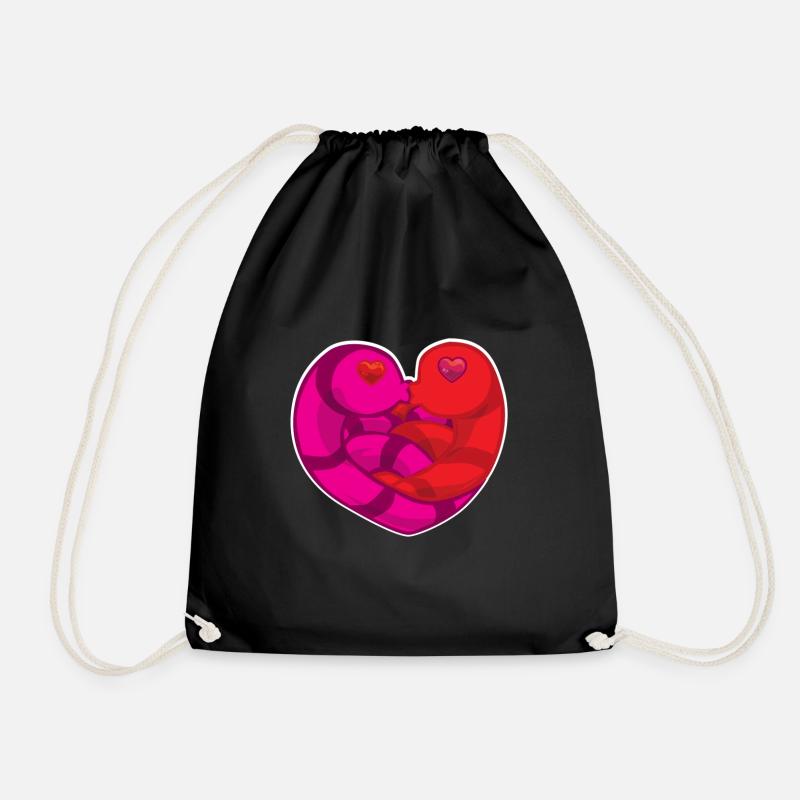 Wurm Würmchen Herz Liebe Valentinstag Fun Geschenk - Turnbeutel - Schwarz