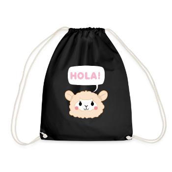 Lama - Hola - Lama T-Shirt - Llamas - Gift - Drawstring Bag - black - Front