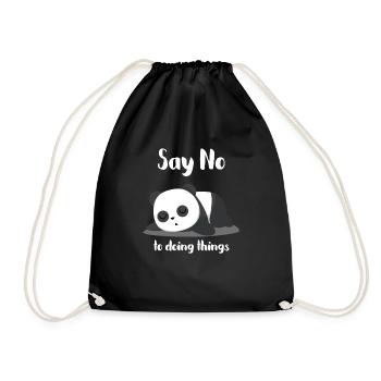 Panda Bear - Lazy - Sleep - Tired - Gift - Drawstring Bag - black - Front