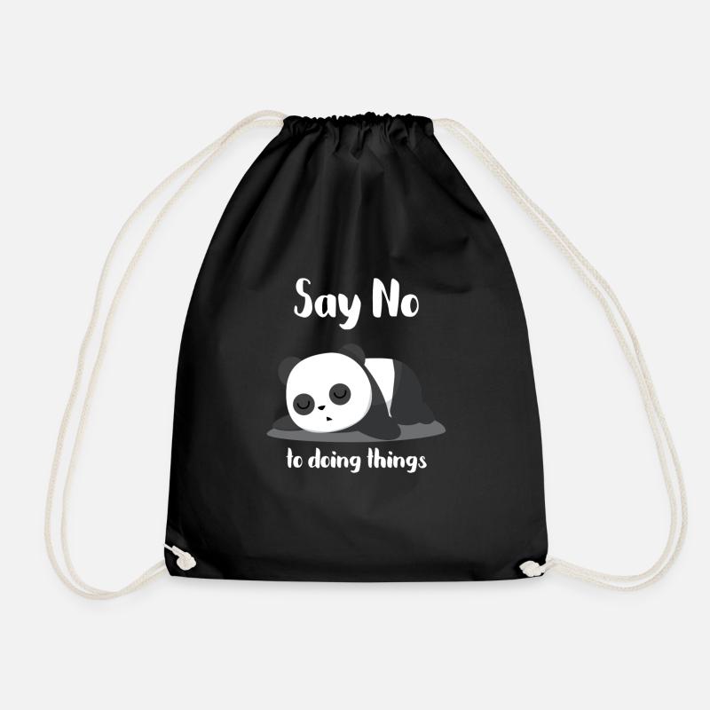 Panda Bär - Faul - Schlafen - Müde - Geschenk - Turnbeutel - Schwarz