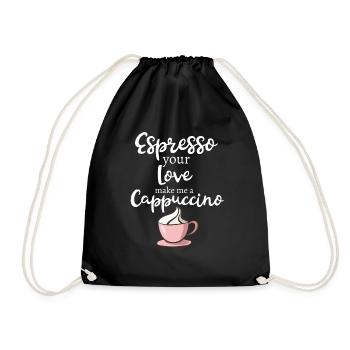 Lustiger Kaffee-Espresso-Cappuccino-Liebhaber-Entwurf - Turnbeutel - Schwarz - Vorne