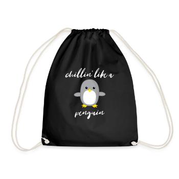 Penguin - Chill out - Lazy - Gift - Relax - Drawstring Bag - black - Front