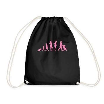 Evolution - Frau - Lustig - Geschenk - Kind - Turnbeutel - Schwarz - Vorne