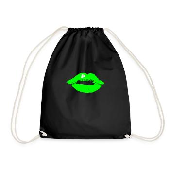 baiser de rouge à lèvres vert avec trèfle St. Patrick - Sac de sport léger - noir - Devant