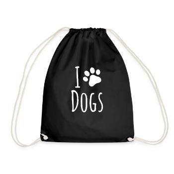 J'aime chien chiens patte walkies cadeaux - Sac de sport léger - noir - Devant