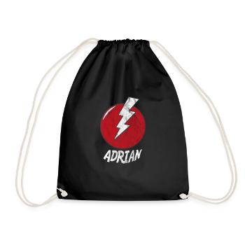 Lightning Name Shirt Superhero Superhero adrian - Drawstring Bag - black - Front