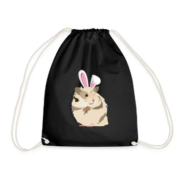 Hamster avec des oreilles de lapin de Pâques Funny Pascha - Sac de sport léger - noir - Devant