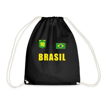 Brazil Brazilian flag jersey football - Drawstring Bag - black - Front