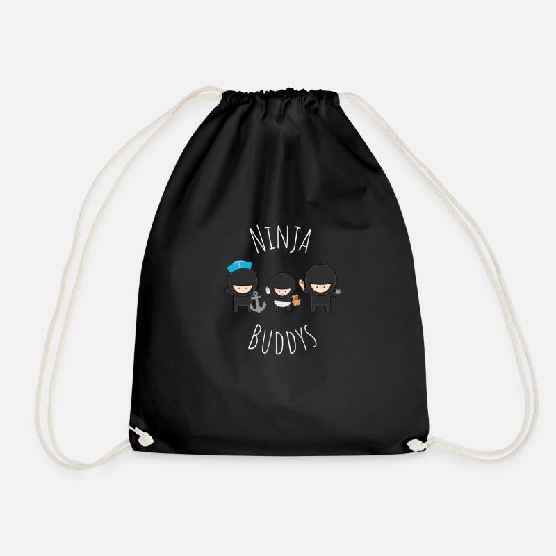 Ninja Buddies Funny Design - Drawstring Bag - black