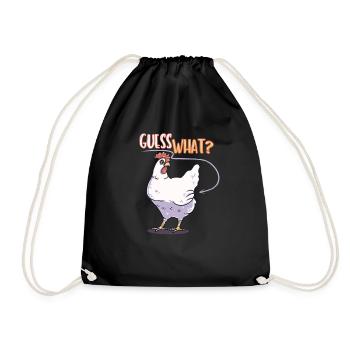 Guess what Huhn lustig Geschenk kreativ lustig süß - Turnbeutel - Schwarz - Vorne