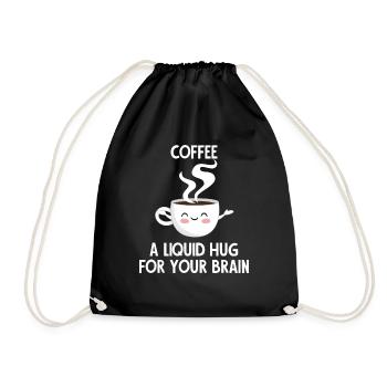 Coffee - Brain - Coffee Drinker - Gift - Drawstring Bag - black - Front