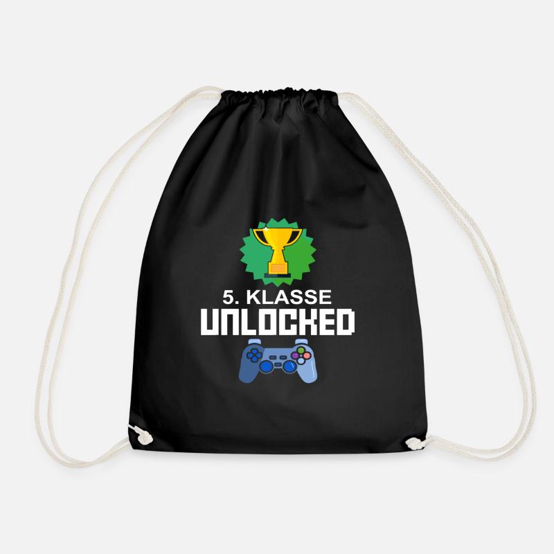 Level Unlocked 5. Klasse Gamer Geschenk Gaming - Turnbeutel - Schwarz
