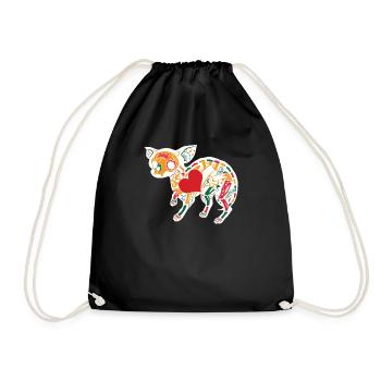 Colorful Sugar Skull Chihuahua Cinco De Mayo Funny - Drawstring Bag - black - Front