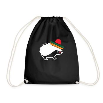 Sombrero Mustache Hedgehog Funny Cinco De Mayo - Drawstring Bag - black - Front