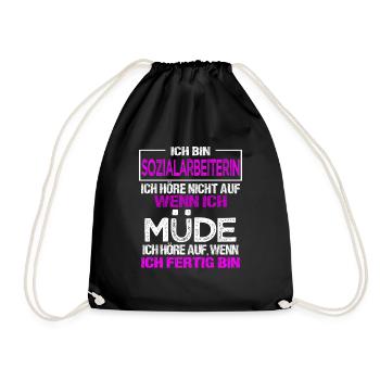 Ich bin Sozialarbeiterin Geschenk soziale Berufe - Turnbeutel - Schwarz - Vorne