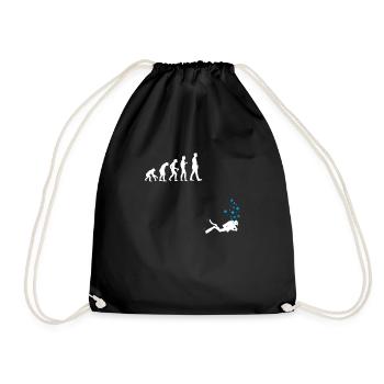 Tauchen Shirt Evolution Taucher Geschenk lustig - Turnbeutel - Schwarz - Vorne