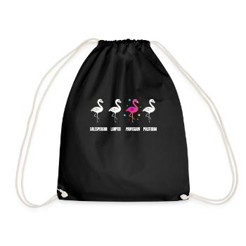 Professorin Geschenk Flamingo Uni Professur - Turnbeutel - Schwarz - Vorne