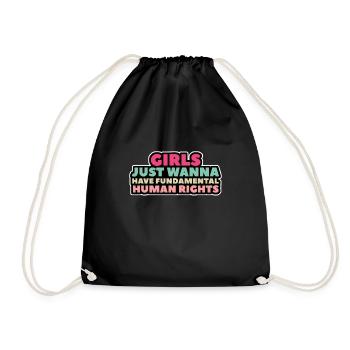 GIRLS JUST WANNA - Drawstring Bag - black - Front