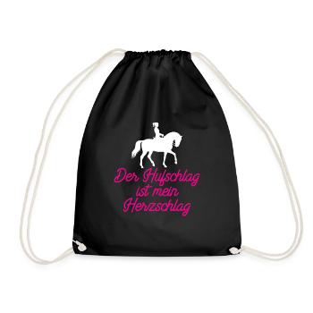 Hoof beat is my heartbeat - horse shirt - Drawstring Bag - black - Front