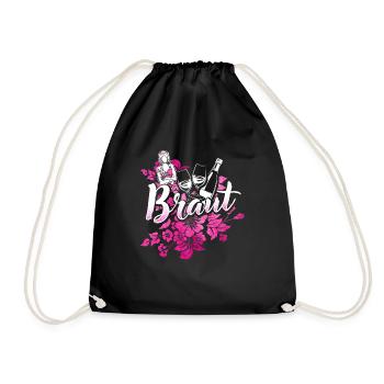 JGA, Hochzeit, Braut - Turnbeutel - Schwarz - Vorne