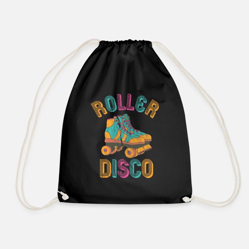 Roller Disco Roller Skate Party 80s Gift - Drawstring Bag - black