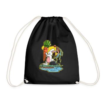 I love fishing fishing trout bunny gift - Drawstring Bag - black - Front