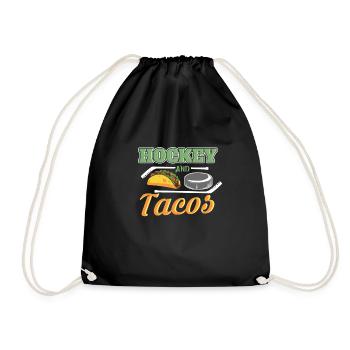 Eishockey und Tacos - Turnbeutel - Schwarz - Vorne