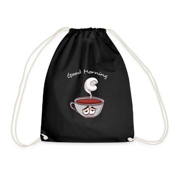 Good Morning - Good morning coffee - Drawstring Bag - black - Front