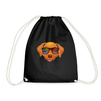 Cool chien avec caricature d'été de lunettes de soleil - Sac de sport léger - noir - Devant
