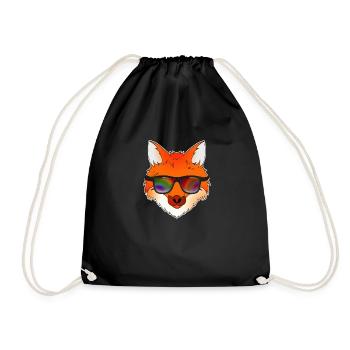 Cooler Fuchs mit Sonnenbrille Sommer Comic - Turnbeutel - Schwarz - Vorne